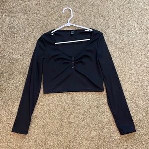 Shein Black Long Sleeve Crop Top